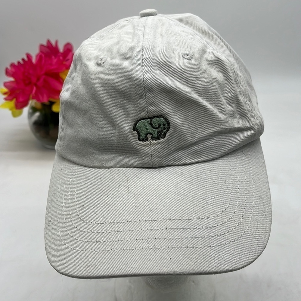 Ivory Ella Gray Baseball Hat with Green Elephant Adjustable HT3277B